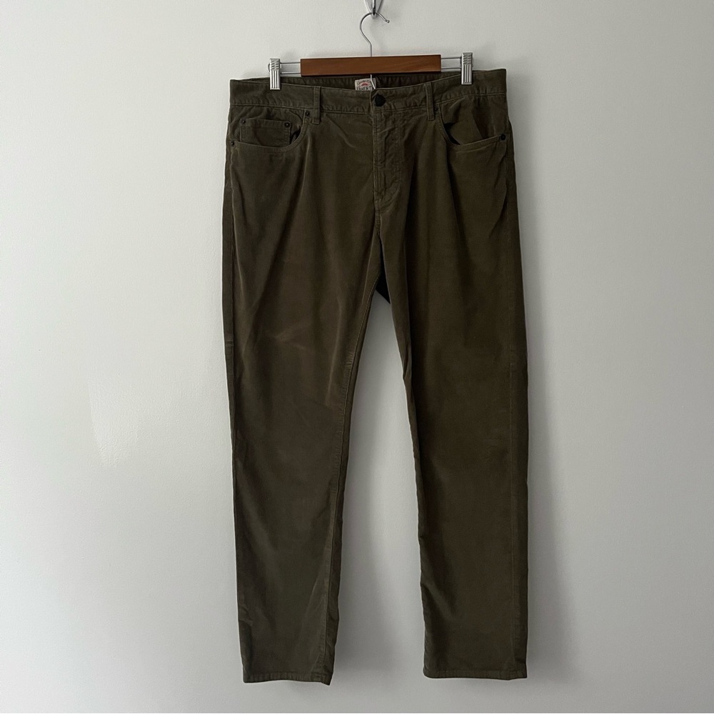 Faherty Corduroy 5 Pocket Stretch Pants Green 33 X 30